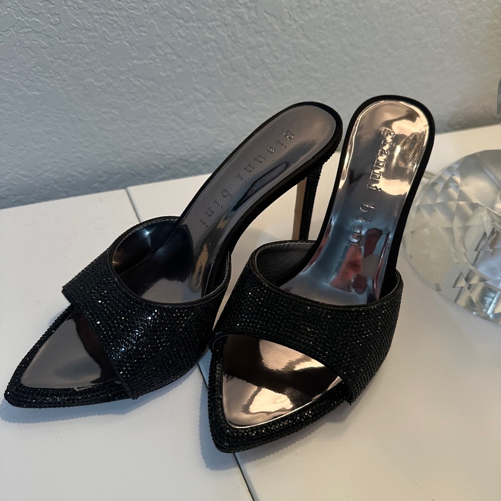Gianni Bini Black Rhinestone Mule Heel